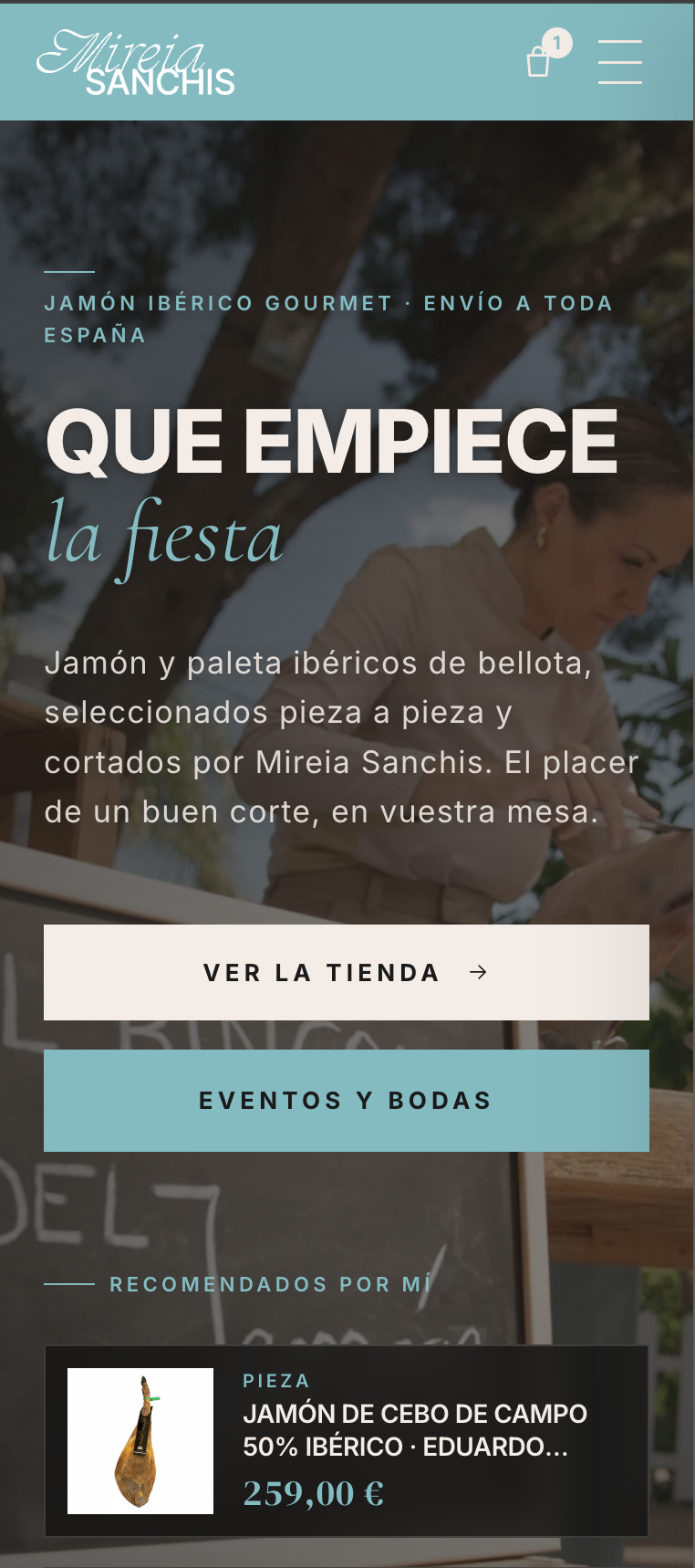 Tienda online en Shopify de Mireia Sanchis vista en móvil